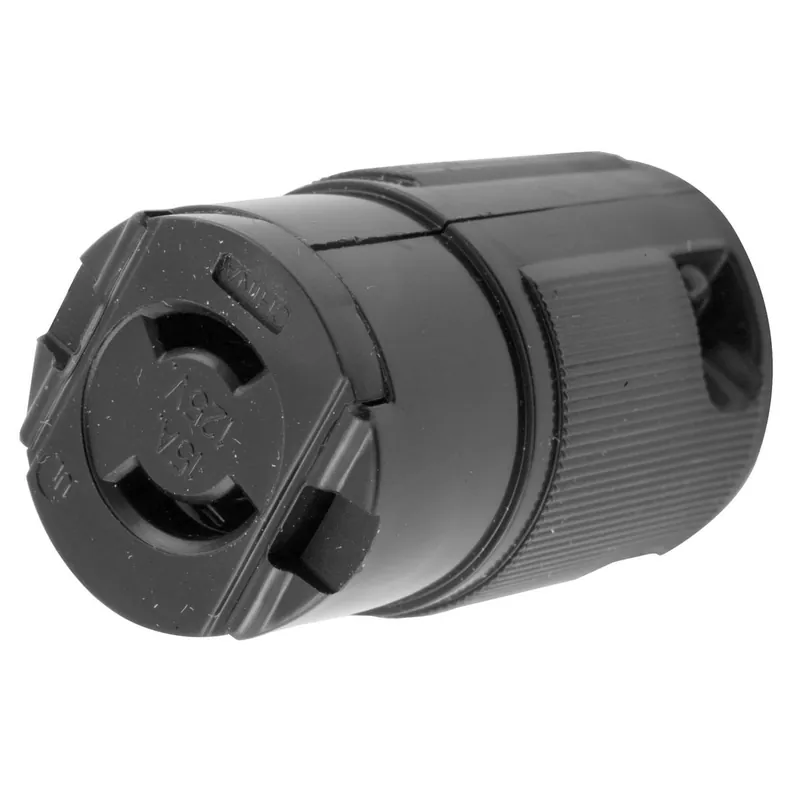 Hubbell-Wiring HBL7464V 2-Wire 2-Pole Polarized Connector Body 125-Volt AC 15-Amp NEMA ML-1P Black Twist-Lock Valise Low Price