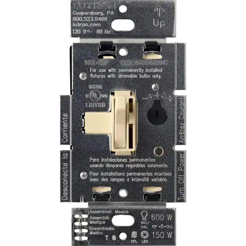 Lutron AYCL-153P-IV 120-Volt at 60-Hz 1-Pole 3-Way Preset Dimmer Ivory Ariadni CL Modern
