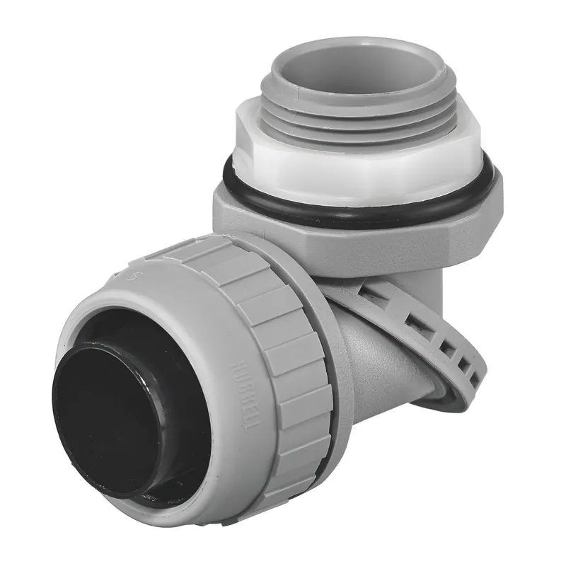 Order Now Hubbell-Wiring PS1009NGY Nylon Non-Metallic Multi-Position 90-Degree Liquidtight Connector 1-Inch Kellems® PolyTuff®