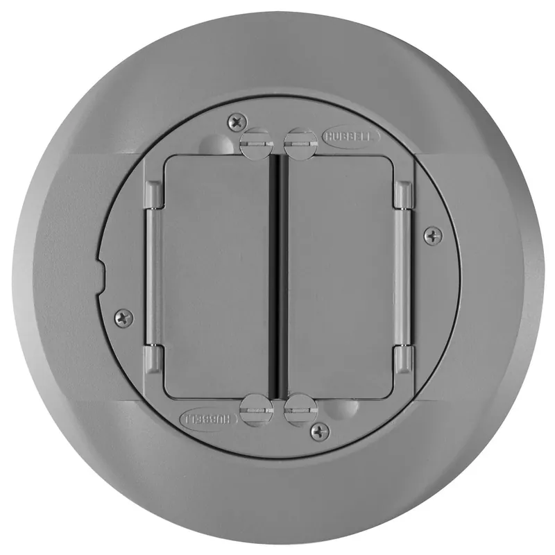 Hubbell-Wiring S1CFCGY Powder Coated Cast Aluminum Carpet Flange Universal Cover 4-Inch ScrubShield SystemOne Handmade