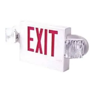 Best Seller Cooper Lighting AP70RWHDHSQ Dual Voltage Self-Powered Combination Exit Sign With Double Head LED Lamp (2) LED White Housing Red Letter Sure-Lites®