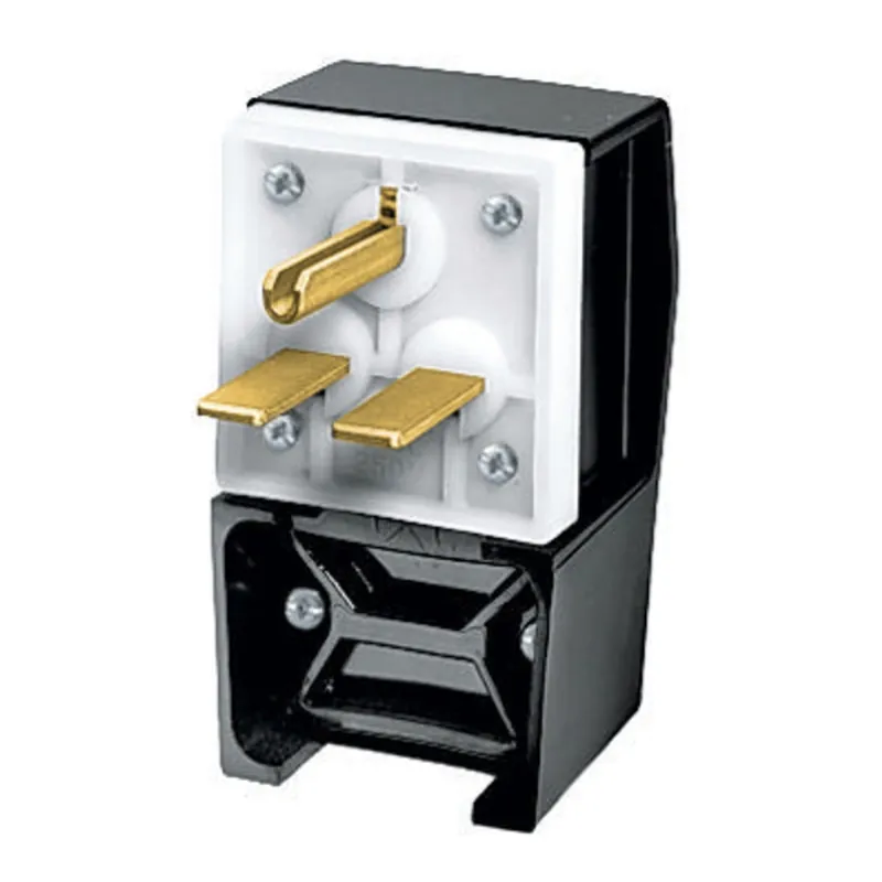 Hubbell-Wiring HBL9331 3-Wire 2-Pole Straight Blade Plug 250-Volt 30-Amp NEMA 6-30P Black Insulgrip® Viral