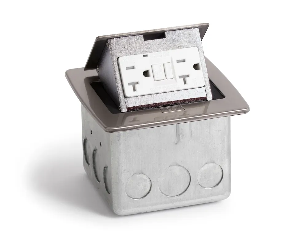 Lew PUFP-CT-SS Stainless Steel Pop Out Counter Top Plate Floor Box Assembly 4-7/8-Inch x 4-3/4-Inch x 3-1/2-Inch Premium