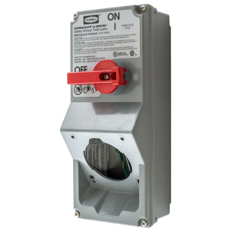 Worldwide Shipping Hubbell-Wiring HBLMITL Industrial Grade 3-Pole Mechanical Interlock Switch 600-Volt AC 30-Amp Gray Circuit-Lock®
