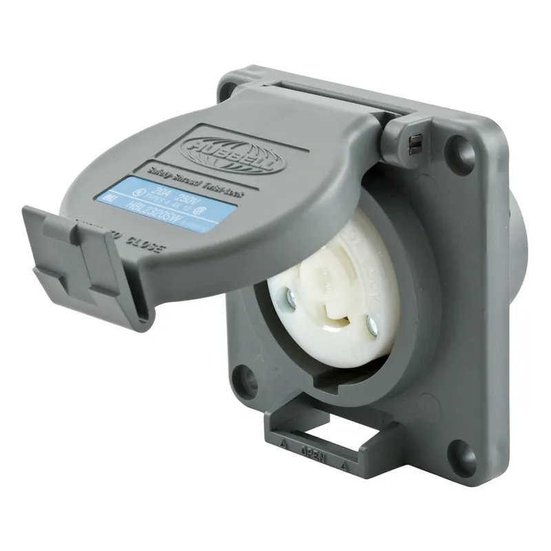 Fast Shipping Hubbell-Wiring HBL2320SW Industrial Grade Single Twist-Lock Receptacle 250-Volt AC at 1-Phase 20-Amp NEMA L6-20R Gray Safety-Shroud®