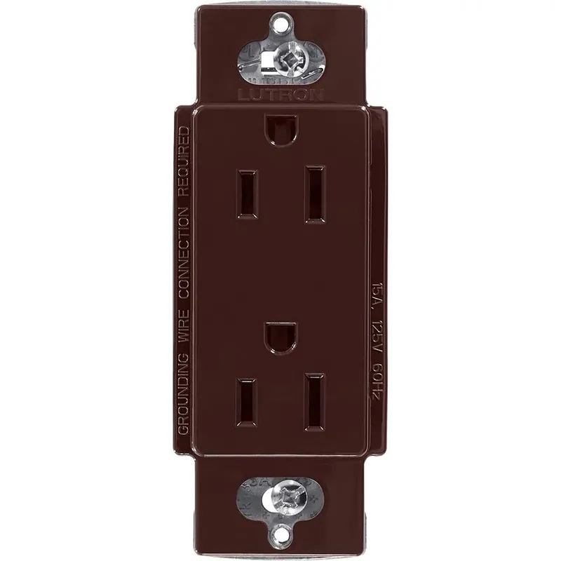 Lutron CAR-15-BR Commercial Residential Grade Receptacle 120-Volt 15-Amp NEMA 5-15R Brown Claro® Satin Colors® Limited Time