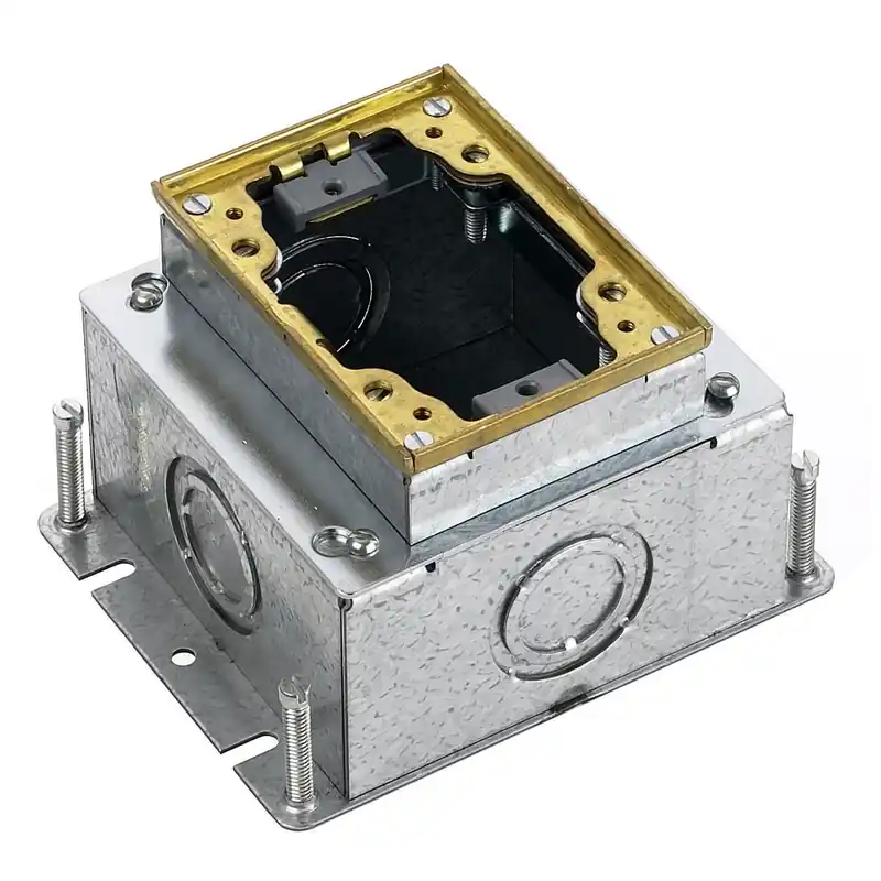 Limited Edition Hubbell-Wiring B2431 Stamped Steel Box/Brass Collar 1-Gang Deep Fully Adjustable Concrete Floor Box 4.38-Inch x 3.19-Inch x 3.75-Inch 60-Cubic-Inch