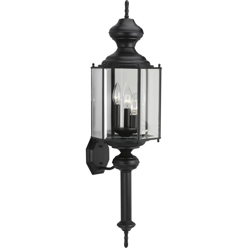 Top Pick Progress Lighting P5731-31 3-Light Wall Lantern 60-Watt 120-Volt Black Painted BrassGUARD