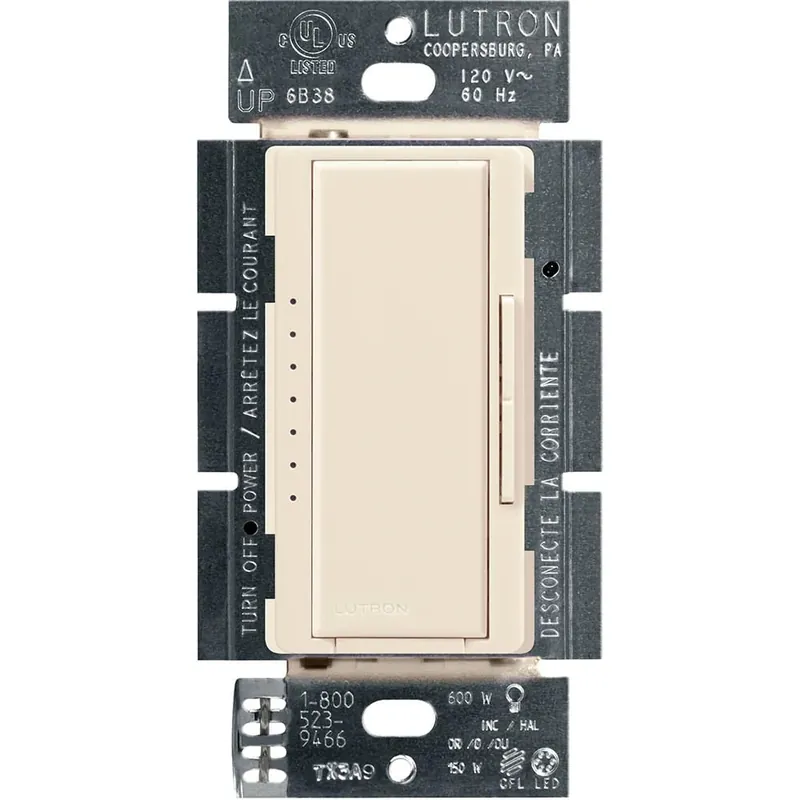 Editor’s Pick Lutron MACL-153M-LA 120-Volt at 60-Hz 1-Pole Multi-Location Dimmer Light Almond Maestro® CL®