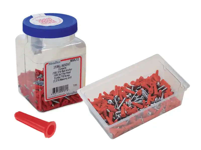 Metallics WAKJ13 Plastic Big Red Conical Wall Anchor Kit 3/16-Inch Jar Pack Genuine