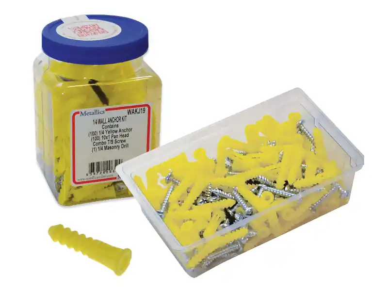 Metallics WAKJ19 Plastic Super Yellow Conical Wall Anchor Kit 1/4-Inch Jar Pack Special Discount