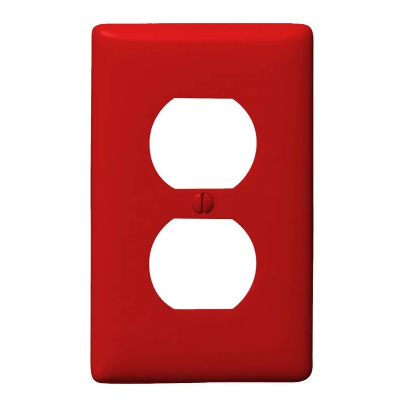 Hubbell-Wiring NP8R Nylon Screw Mount Standard Size 1-Gang Wallplate 1-Duplex Receptacle Red HomeSelect® Fan Favorite