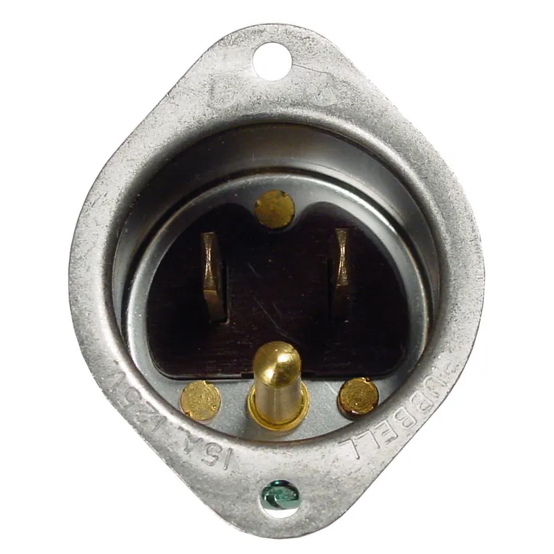 Discount Hubbell-Wiring HBL5240 3-Wire 2-Pole Straight Blade Flanged Inlet 125-Volt 15-Amp Brown Insulgrip®