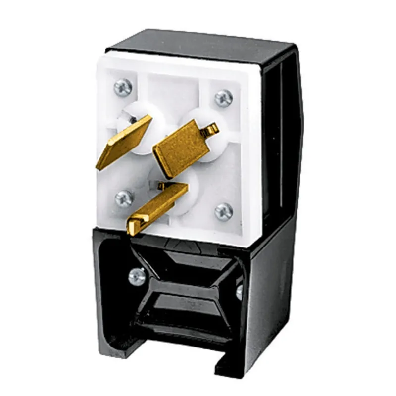 Free Delivery Hubbell-Wiring HBL9333 3-Wire 3-Pole Industrial/Commercial Grade Straight Blade Angle Male Plug 125/250-Volt 30-Amp Black/White