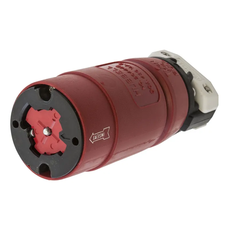 Hot Deal Hubbell-Wiring HBL20444B 4-Wire 3-Pole Industrial Grade Female Connector Body 480-Volt AC 30-Amp Red Insulgrip® Twist-Lock®