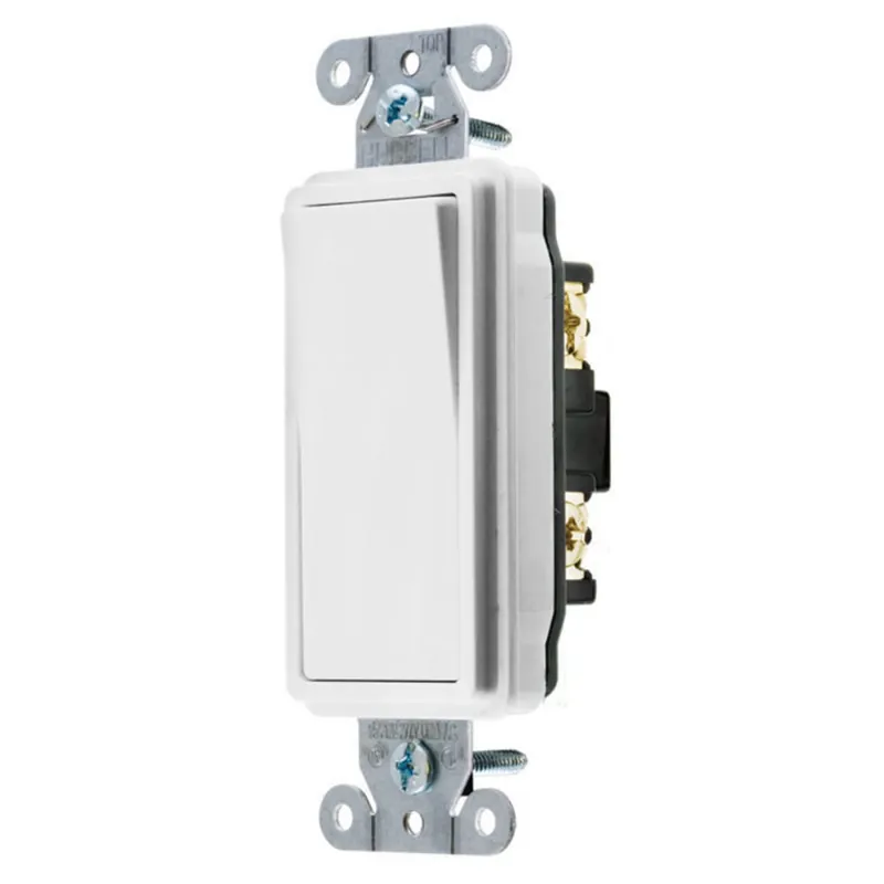 Fast Shipping Hubbell-Wiring DS115W 1-Port 120/277-Volt AC 15-Amp Specification Grade Commercial Style Decorator Rocker Switch White Style Line®