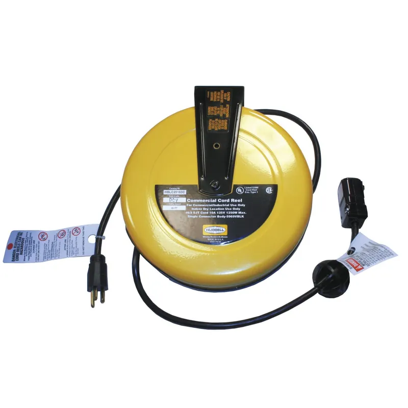 Hubbell-Wiring HBLC25163C SJT Cord Reel With Connector 16/3 25-ft Yellow Price Cut