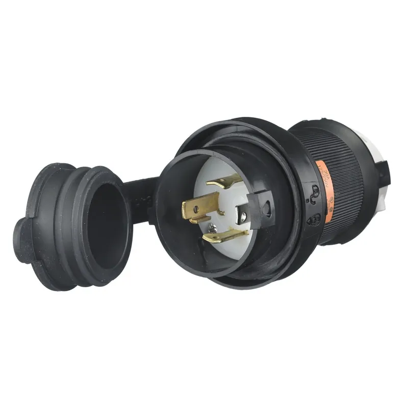 Free Returns Hubbell-Wiring HBL2711SW 4-Wire 3-Pole Polarized Plug 125/250-Volt AC 30-Amp NEMA L14-30P Black/White Twist-Lock® Watertight Safety-Shroud®