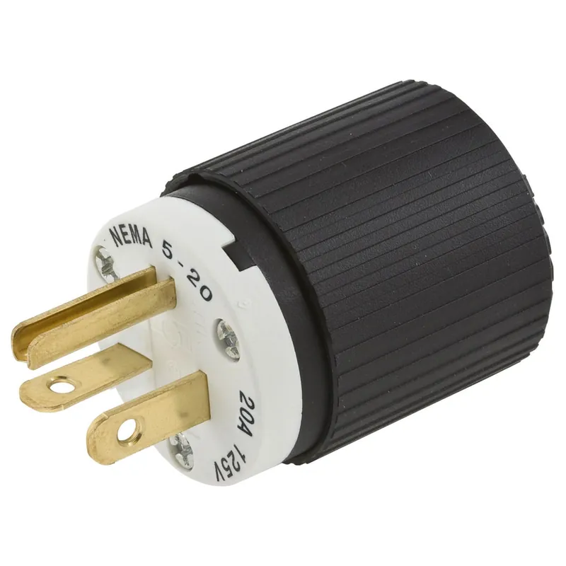 Hubbell-Wiring 520SP 3-Wire 2-Pole Polarized Straight Blade Plug 125-Volt 20-Amp NEMA 5-20P Black/White While Supplies Last