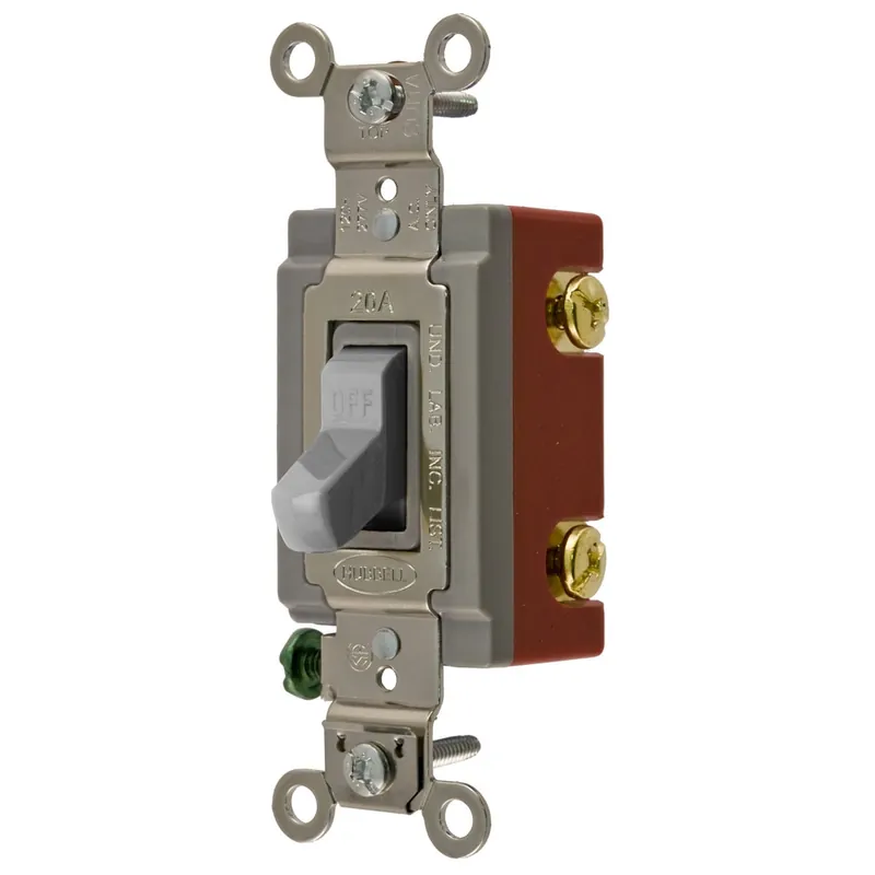 Next Day Delivery Hubbell-Wiring HBL1221GY 1-Pole 120 - 277-Volt AC 20-Amp Extra Heavy-Duty General Purpose Industrial Grade Toggle Switch Gray