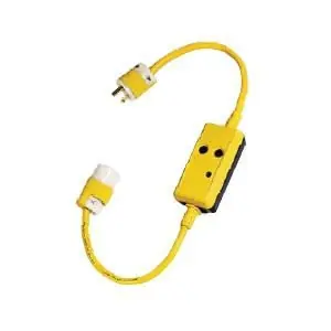 Hubbell-Wiring GFP3C20M Industrial Grade Manual Set Portable GFCI Line Cord 3-ft Yellow Circuit Guard® Authentic