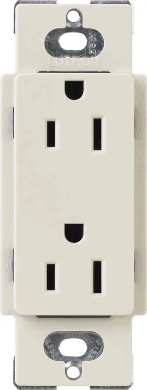Lutron CARS-15-TR-LA Tamper-Resistant Duplex Receptacle 15-Amp 125-Volt NEMA 5-15R Light Almond Claro® Trending