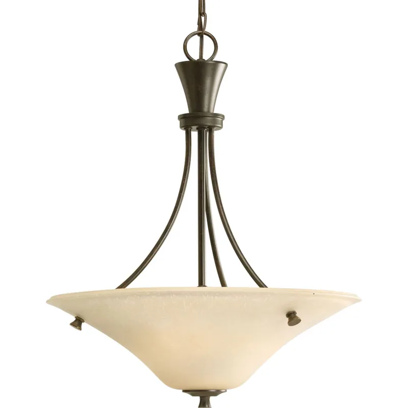 Progress Lighting P3814-77 3-Light Ceiling Mount Inverted Foyer Pendant Fixture 300-Watt 120-Volt AC Forged Bronze Painted Cantata Professional Grade