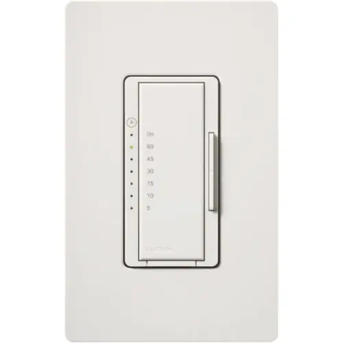 Lutron MA-T51MN-SW 120-Volt AC at 60-Hz 5-Amp 1-Pole Multi-Location Countdown Timer Control Switch Gloss Snow White Maestro® Genuine