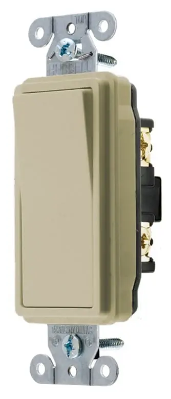 One Day Deal Hubbell-Wiring DS120I 1-Pole 120/277-Volt AC 20-Amp Commercial Series Specification Grade Decorator Rocker Switch Ivory Style Line®