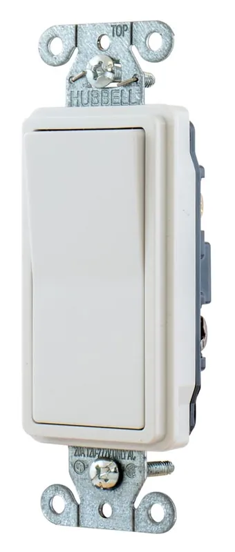 Limited Edition Hubbell-Wiring DS320W 120/277-Volt AC 20-Amp Commercial Series 3-Way Specification Grade Decorator Rocker Switch White Style Line®