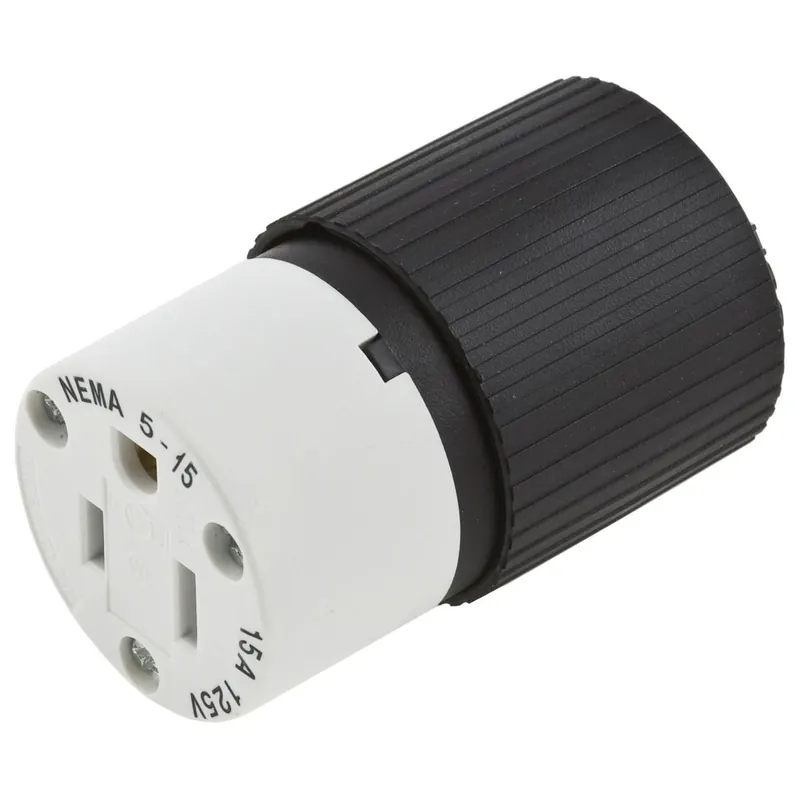 Hubbell-Wiring 515C 3-Wire 2-Pole Commercial Grade Standard Straight Blade Connector 125-Volt AC 15-Amp Black Kellems® Save Now