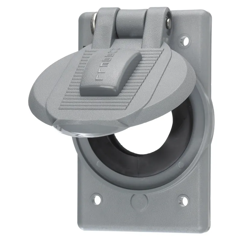 Hubbell-Wiring HBL7423WO Thermoplastic Vertical/Screw Mount 1-Gang 1.4-Inch Single Receptacle Opening FS/FD Weatherproof Cover Gray Free Delivery