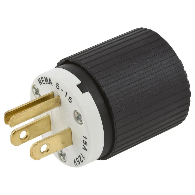 Top Rated Hubbell-Wiring 515P 3-Wire 2-Pole Polarized Plug 125-Volt 15-Amp NEMA 5-15P Black