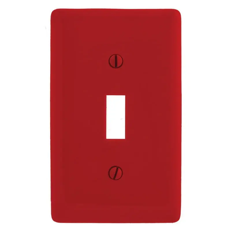 Hubbell-Wiring NP1R Nylon Screw Mount Standard Size 1-Gang Wallplate 1-Toggle Switch Red Bargain