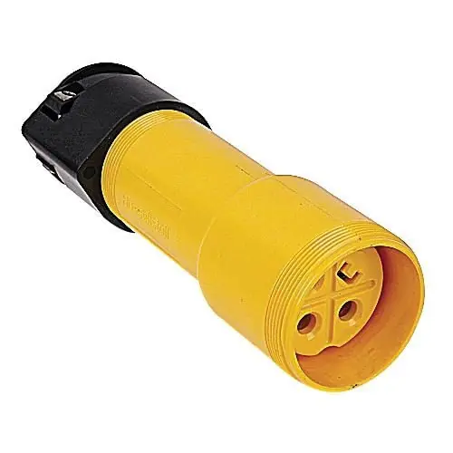 Thomas & Betts 9C54U2/C75 4-Wire 3-Pole Polarized Female Connector 250-Volt AC at 60-Hz 50-Amp Yellow Russellstoll® DuraGard® Worldwide Shipping