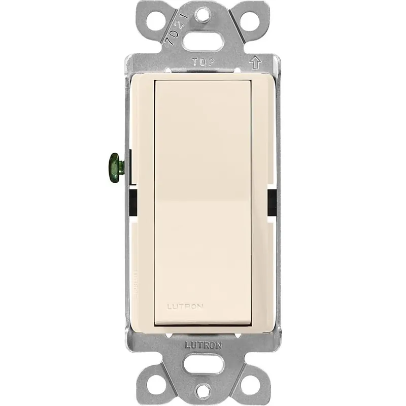Free Returns Lutron CA-1PSH-LA 120/277-Volt 15-Amp 1-Pole Rocker Switch Light Almond Claro® Satin Colors®