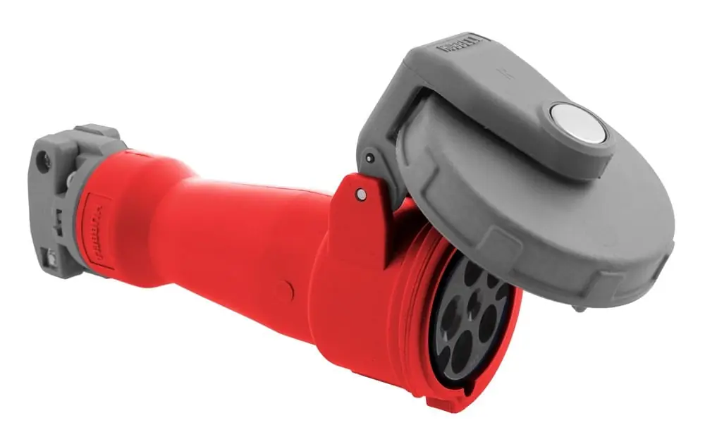 Instant Buy Hubbell-Wiring HBL5100C7W 5-Wire 4-Pole Industrial Grade Watertight Non-NEMA IEC Pin And Sleeve Connector 277/480 Y-Volt AC 100-Amp Red