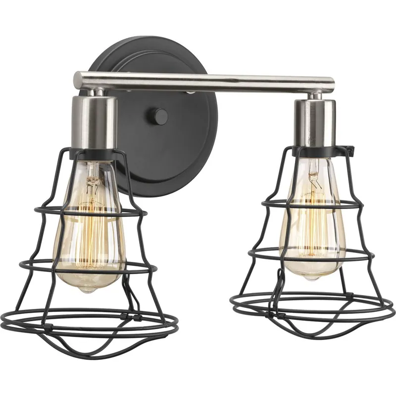 Progress Lighting P300029-143 2-Light Bath And Vanity Light 60-Watt 120-Volt Graphite Gauge Fan Favorite