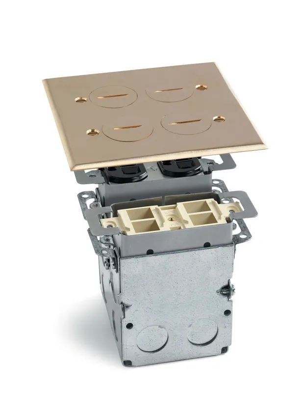 Buy Today Lew SWB-4 Brass 2-Gang Floor Plate With Box 4-Inch x 3-Inch x 3-1/2-Inch Back Box