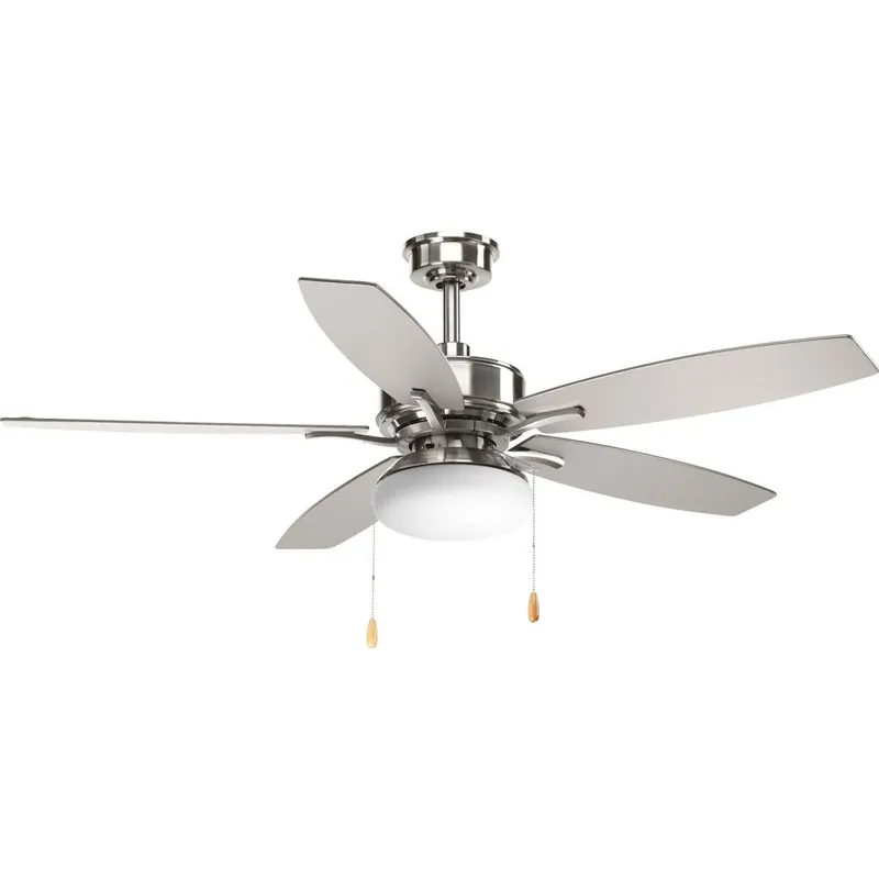 Progress Lighting P2552-09 Traditional Ceiling Fan With Light Kit 52-Inch 5 Blade 3 Speed Brushed Nickel Billows Hot Deal