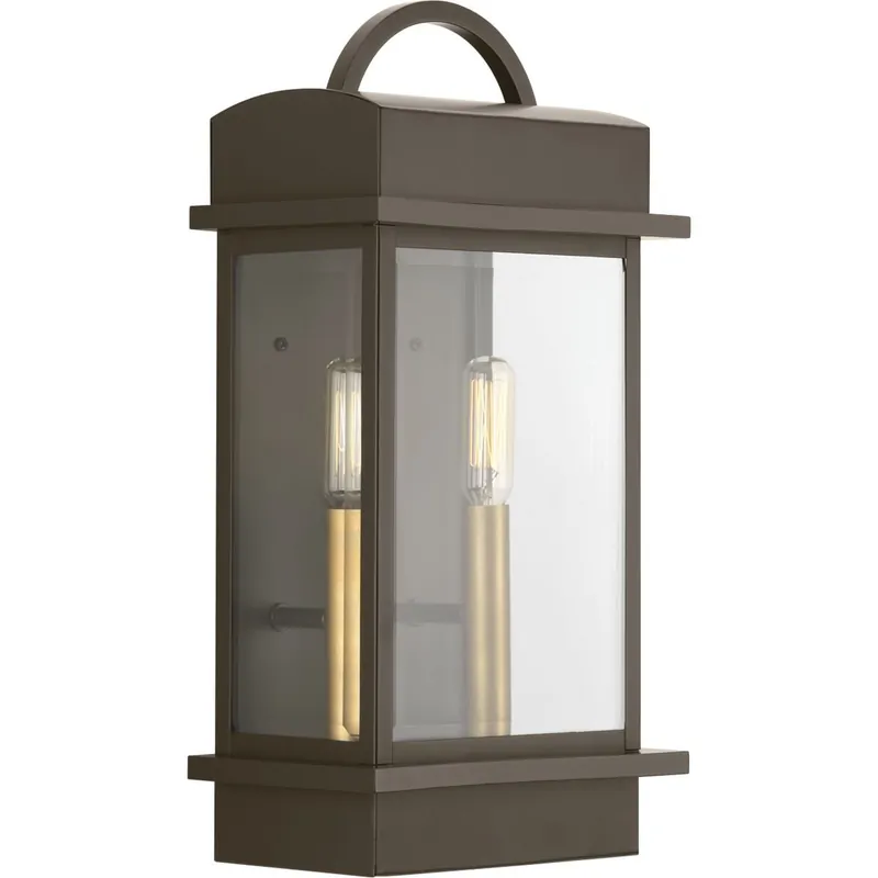 Luxury Progress Lighting P560002-020 2-Light Small Wall Lantern 60-Watt 120-Volt AC Antique Bronze Santee