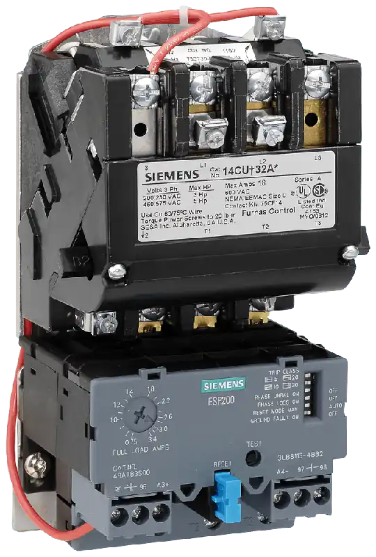 Siemens 14CUD32AF 3-Pole Non-Reversing Combination Full Voltage Motor Starter NEMA 0 110-Volt AC at 50-Hz 120-Volt AC at 60-Hz 18-Amp 5.5 - 22-Amp Secure Checkout