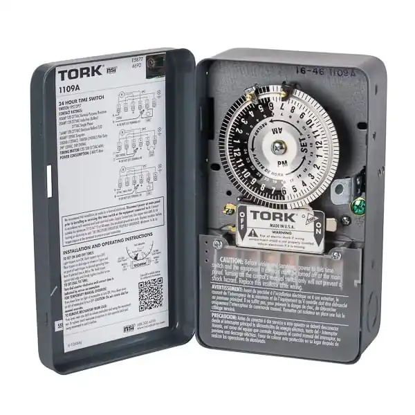 Brand New NSI 1109A 120 - 277-Volt AC at 60-Hz 40-Amp 2-Pole 24 Hour 1100 Series Mechanical Timer Switch Tork