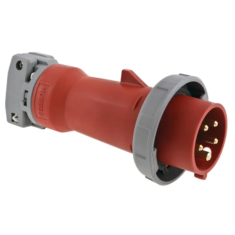 Hubbell-Wiring HBL5125P6W 5-Wire 4-Pole Non-NEMA Heavy-Duty Polarized Industrial Grade Watertight IEC Pin And Sleeve Male Plug 220/380-Volt 240/415 Luxury