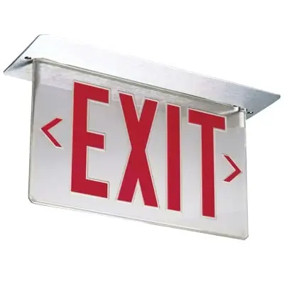 Lithonia Lighting LRP1-GC-RA-120/277-ELN LRP Series Right Directional Indicator LED Edge-Lit Emergency Exit Sign Brushed Aluminum Housing Green Let Order Now