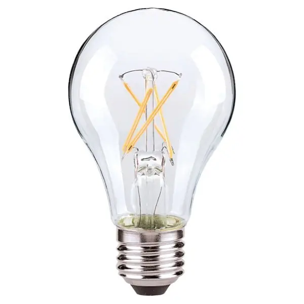 Satco S9876 7A19/CL/LED/E26/27K/ES/120V Dimmable A19 LED Filament Lamp 7-Watt E26 Medium 800-Lumens 80 CRI 2700K Warm White Fresh Stock