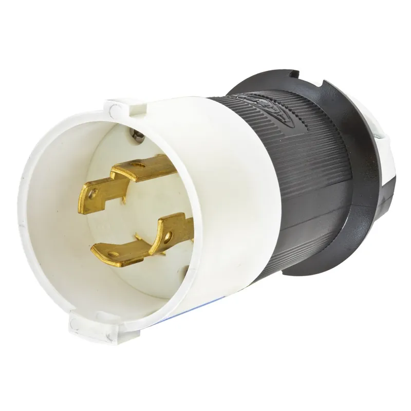 Hubbell-Wiring HBL2721S 4-Wire 3-Pole Extra Heavy-Duty Locking Plug 250-Volt AC 30-Amp Black/White Twist-Lock Safety-Shroud Get Yours