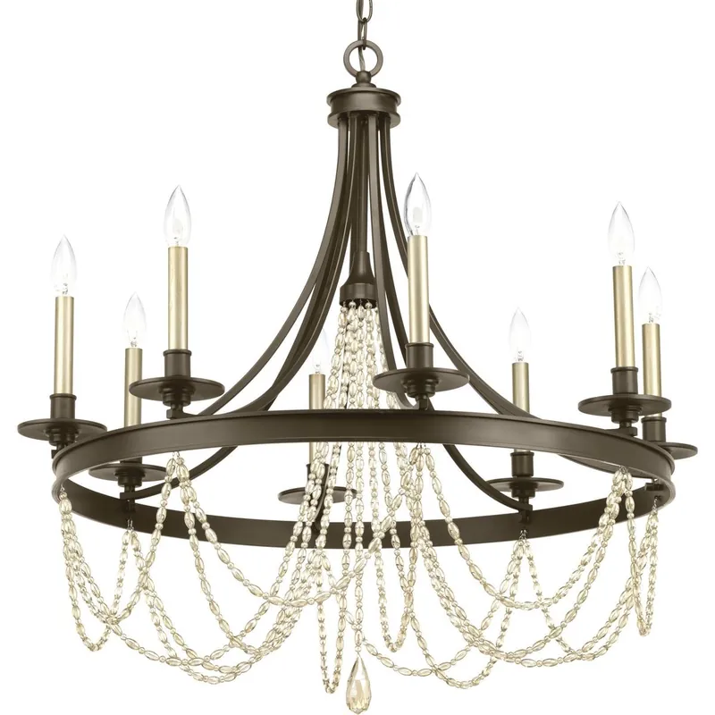 No Minimum Order Progress Lighting P400005-020 8-Light Design Series Chandelier 60-Watt 120-Volt Antique Bronze Allaire