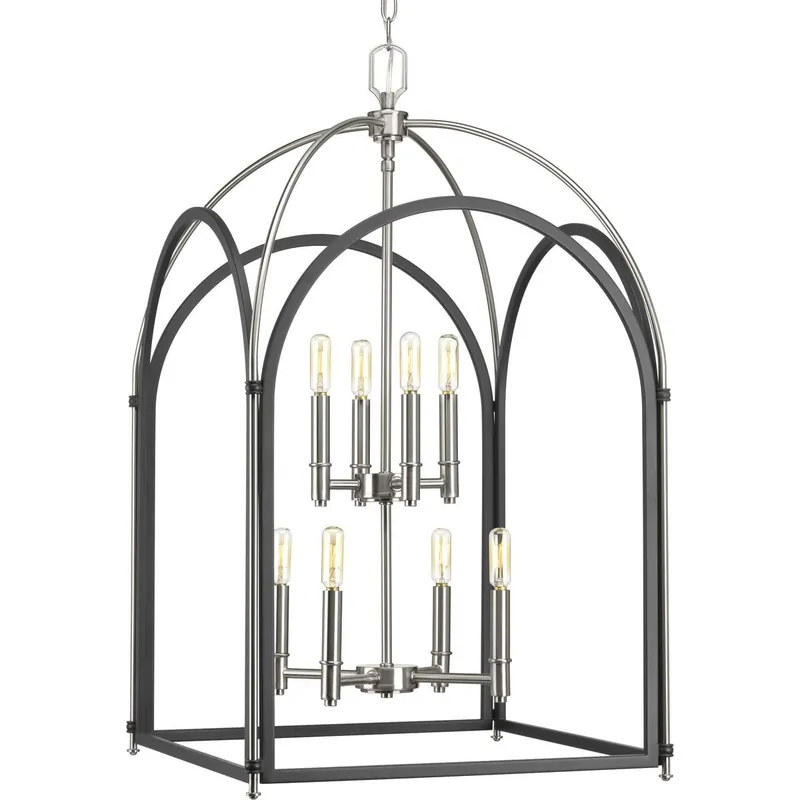 Progress Lighting P500040-143 8-Light Foyer Pendant Ceiling Light 60-Watt 120-Volt Graphite Westfall Bulk Order
