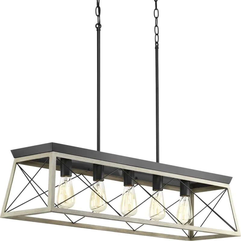 Professional Grade Progress Lighting P400048-143 Linear Island Chandelier 100-Watt 120-Volt AC Graphite Briarwood